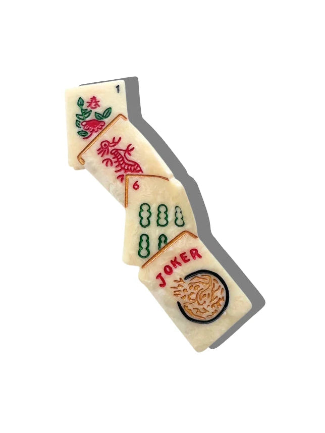 Hand-Painted Mahjong Quadruple Claw Hair Clip | Eco-Friendly
