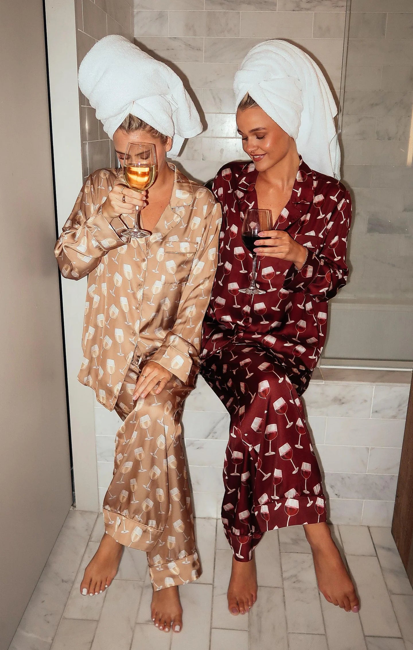 Show Me Your Mumu Classic PJ Set White Wine Silky
