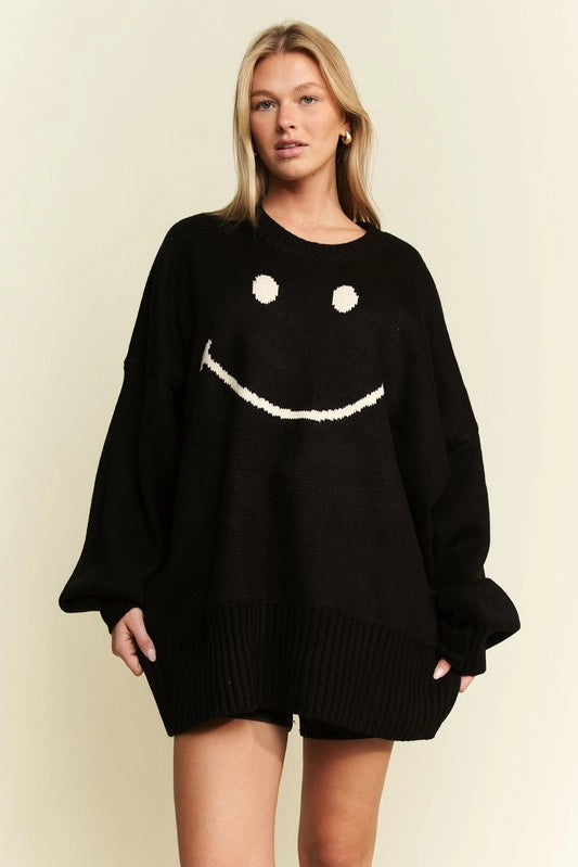 Jade by Jane Oversized Long Sleeve Smile Sweater