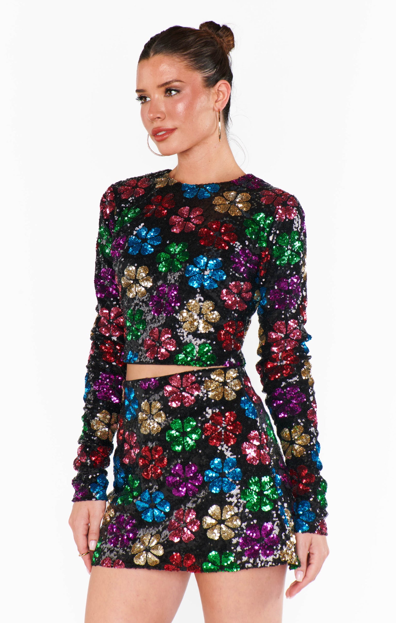 Show Me Your Mumu All Night Skort Flower Pop Multi Sequins