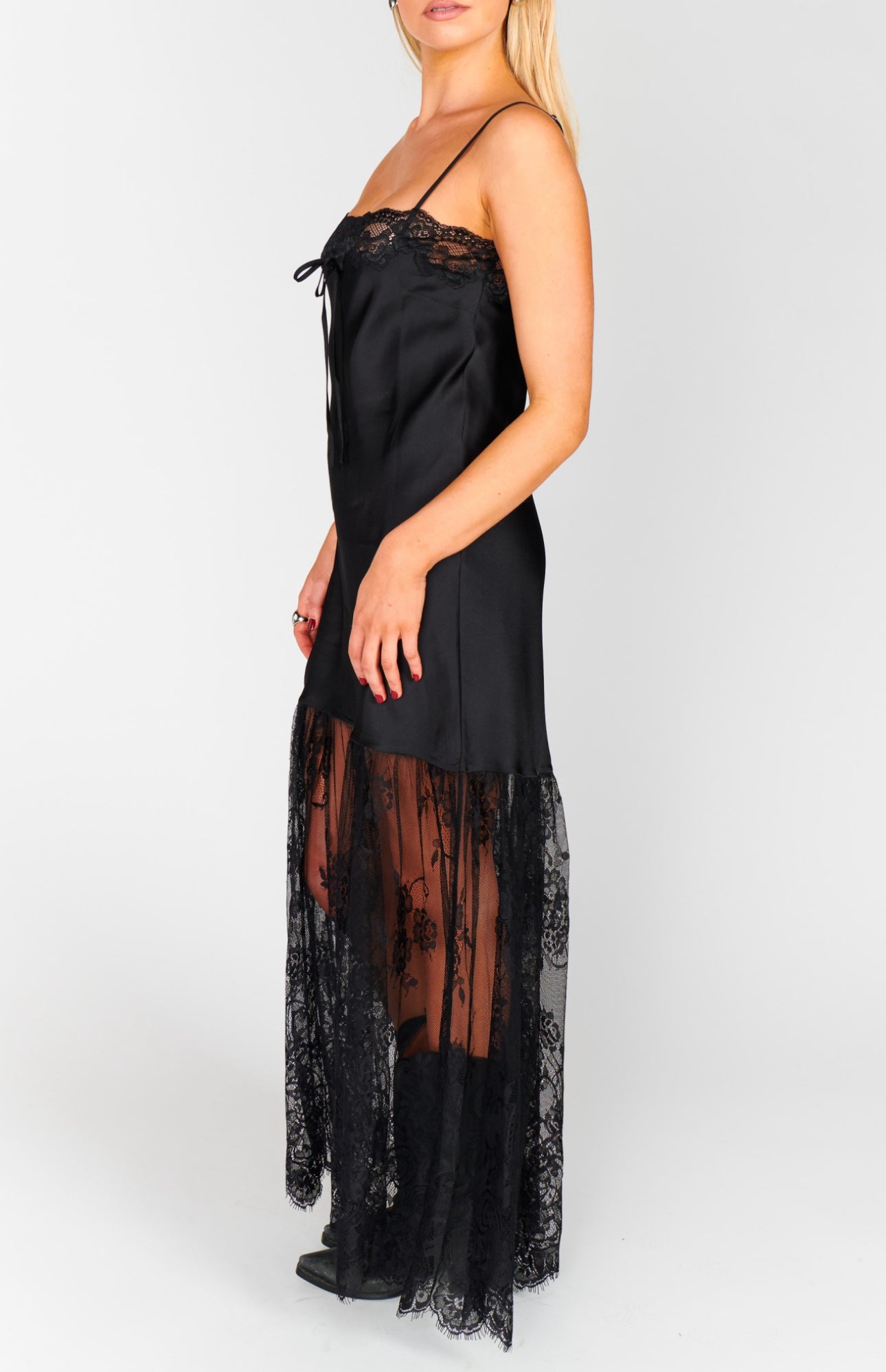 Show Me Your Mumu Celine Dress Black Luxe Satin*July PRE-ORDER*