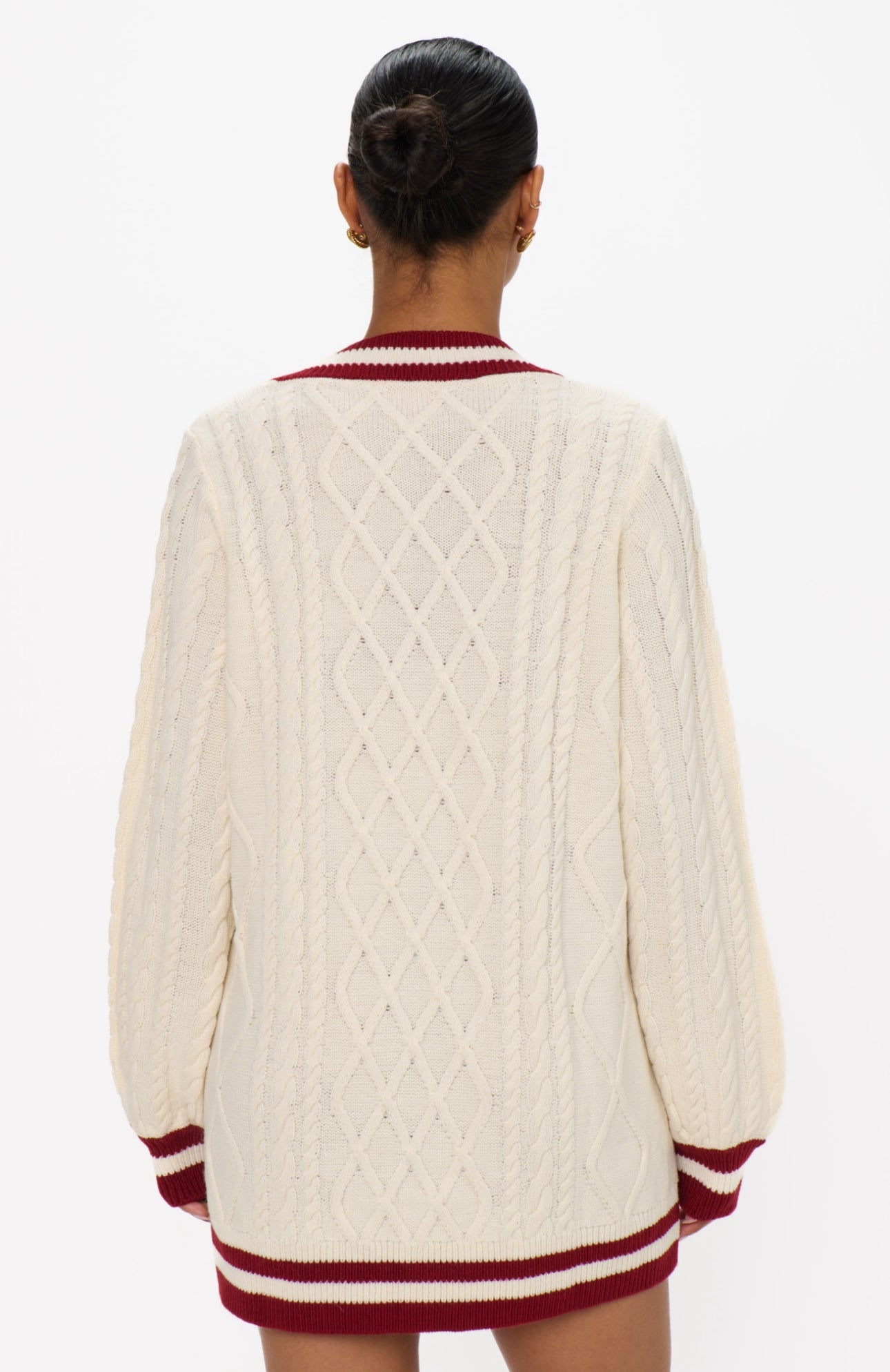 Show Me Your Mumu Tailgate Sweater Cranberry Cable Knit - in stock