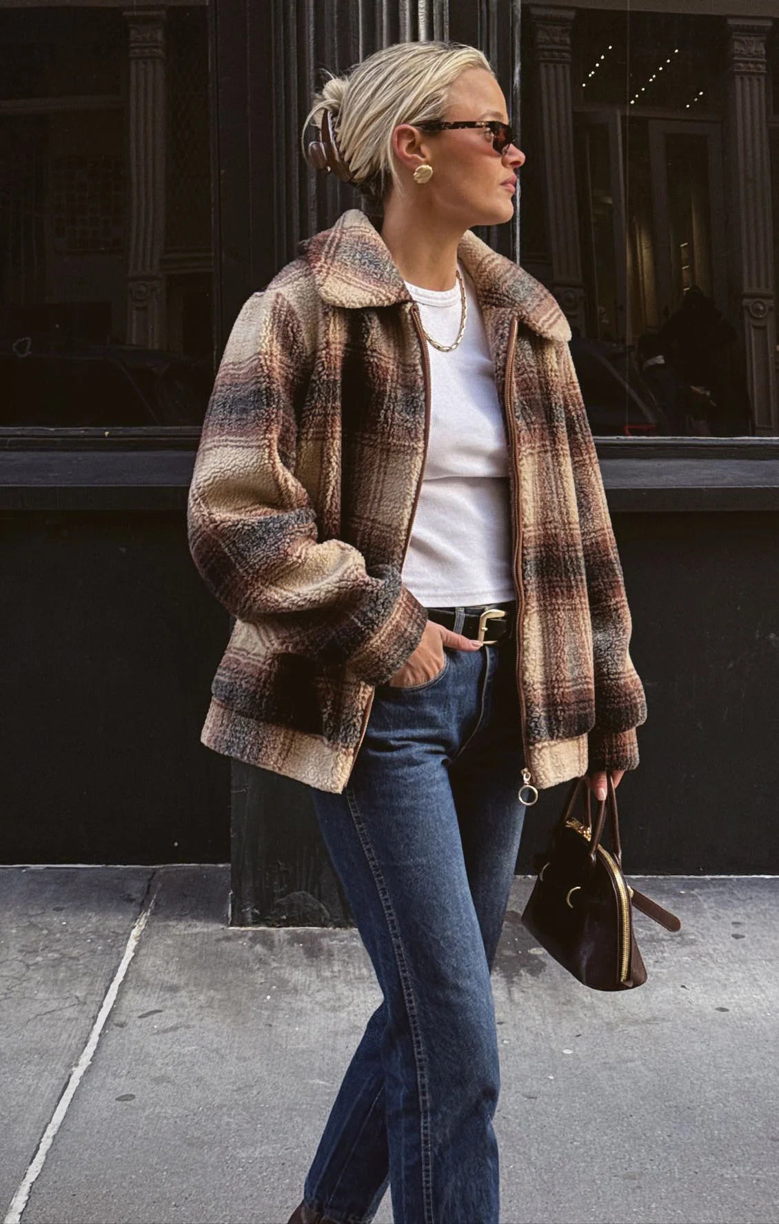 Show Me Your Mumu Hunter Jacket Homestead Faux Sherpa Plaid