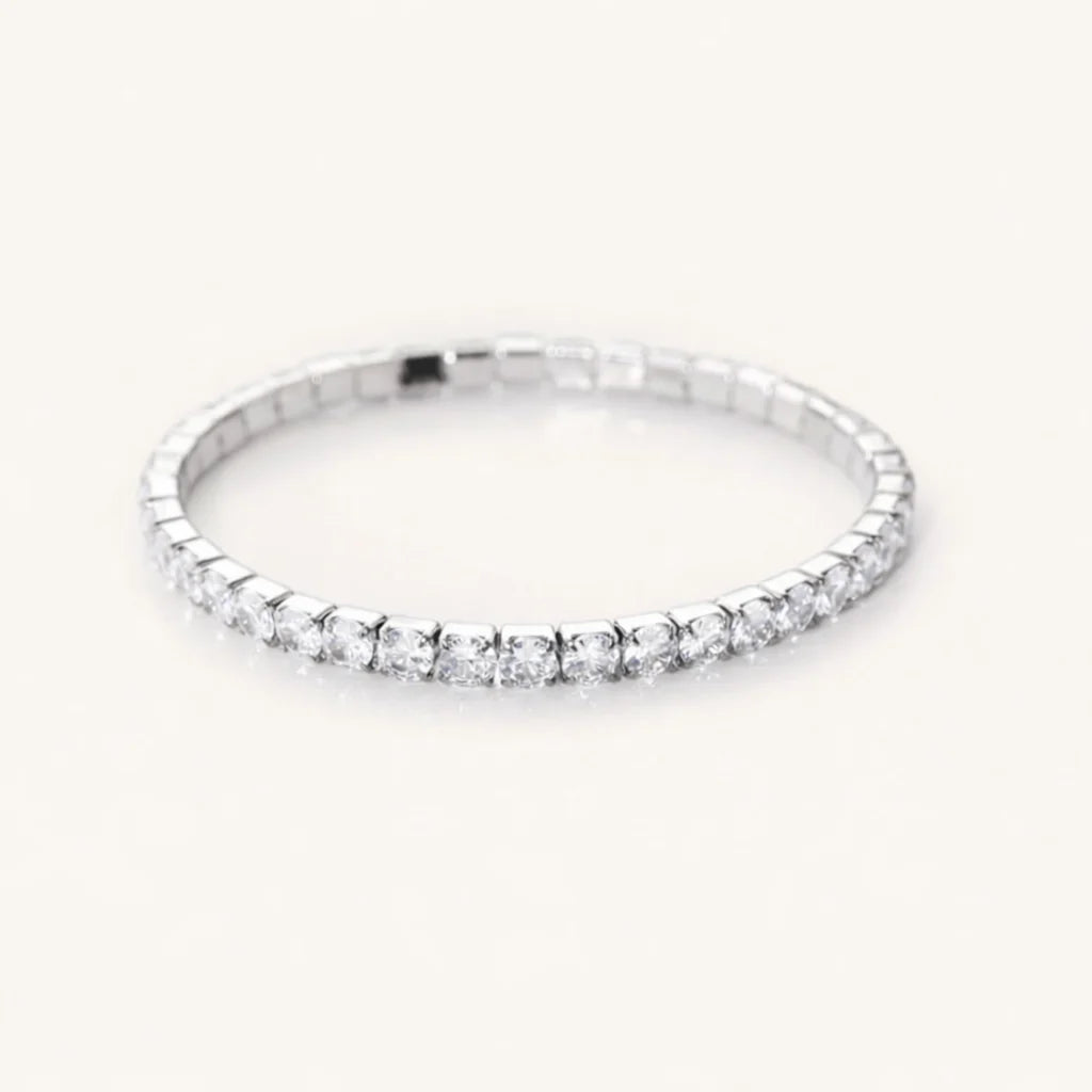 Nikki Smith Elastic Tennis Bracelet - Silver