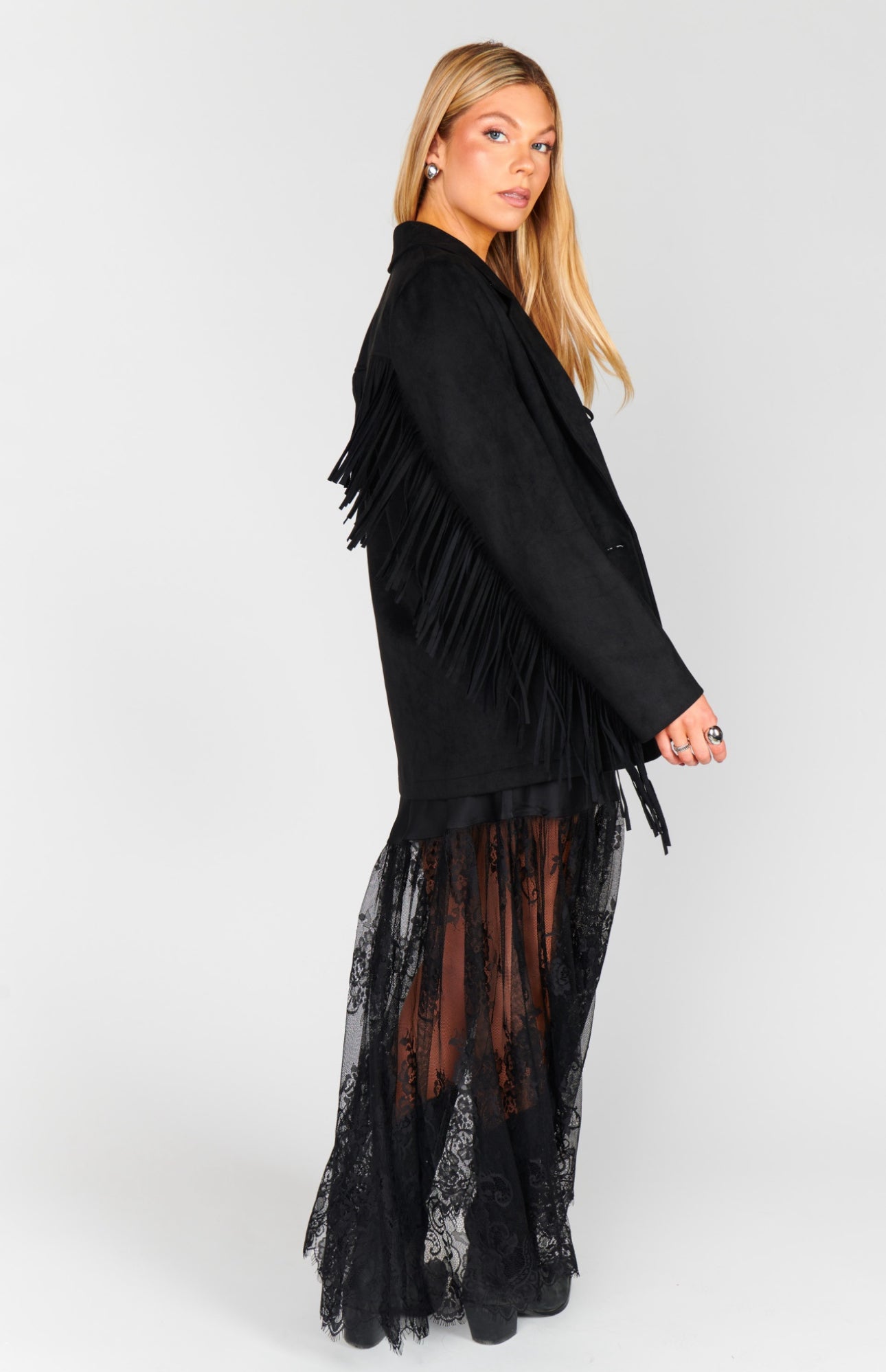 Show Me Your Mumu Sierra Fringe Jacket Black Faux SuedJULY PRE-ORDER*