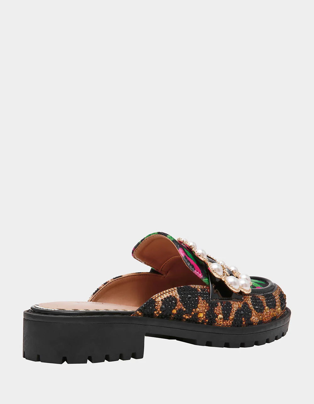 Betsey Johnson Barton Crystal Leopard and Floral Mule