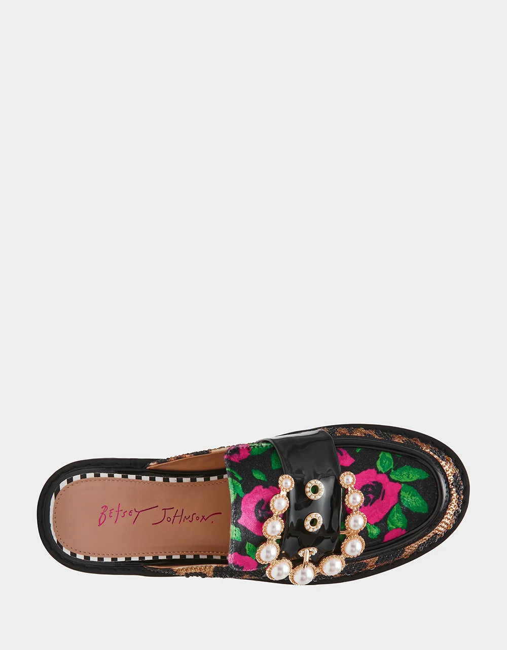 Betsey Johnson Barton Crystal Leopard and Floral Mule