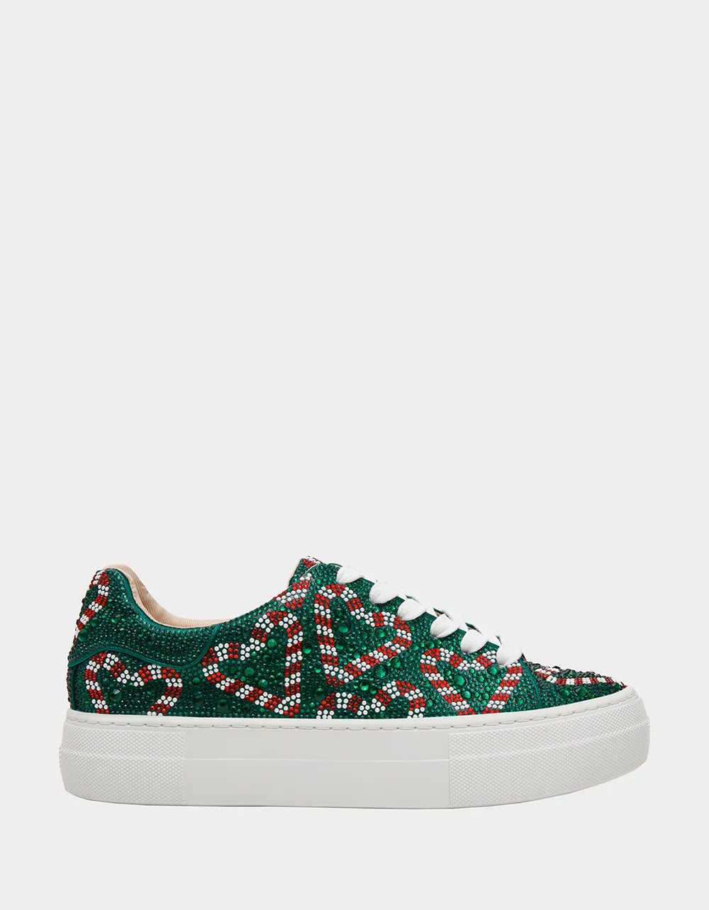 Betsey Johnson SIDNY Green Candy Cane Rhinestone Platform Sneakers