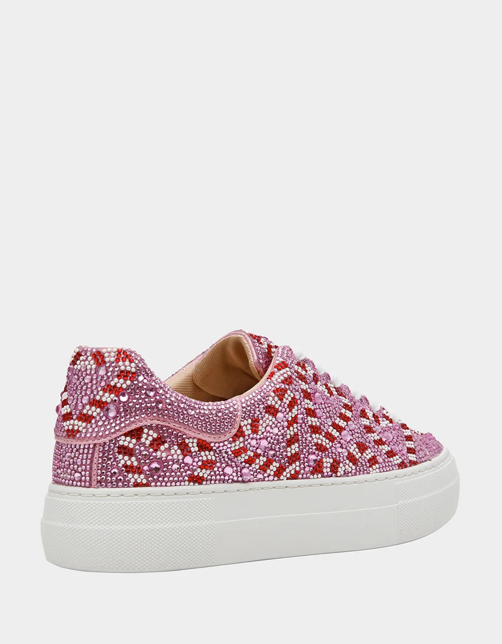 Betsey Johnson SIDNY Pink Candy Cane Rhinestone Platform Sneakers