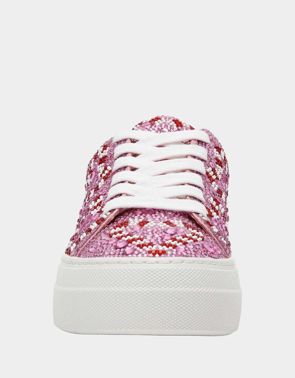 Betsey Johnson SIDNY Pink Candy Cane Rhinestone Platform Sneakers