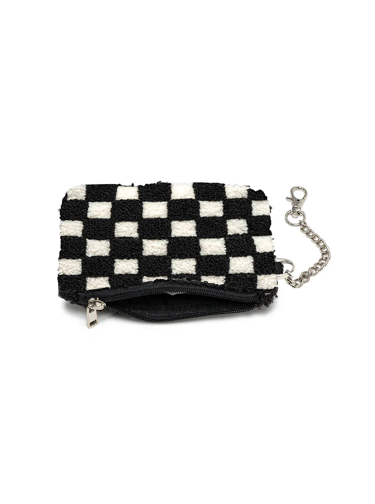 Living Royal Black Checker Chain Pouch