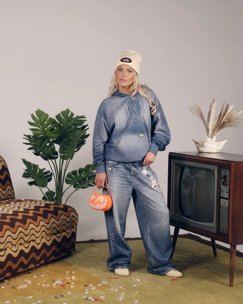 Boys Lie Done Denim Sweatpants – Relaxed Wide Leg