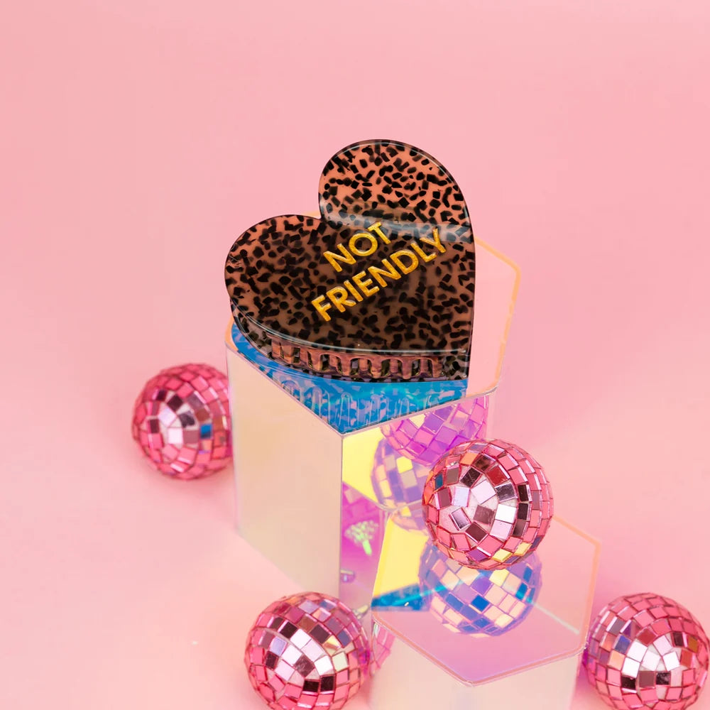 NOT FRIENDLY - Leopard Heart Hair Claw Clip