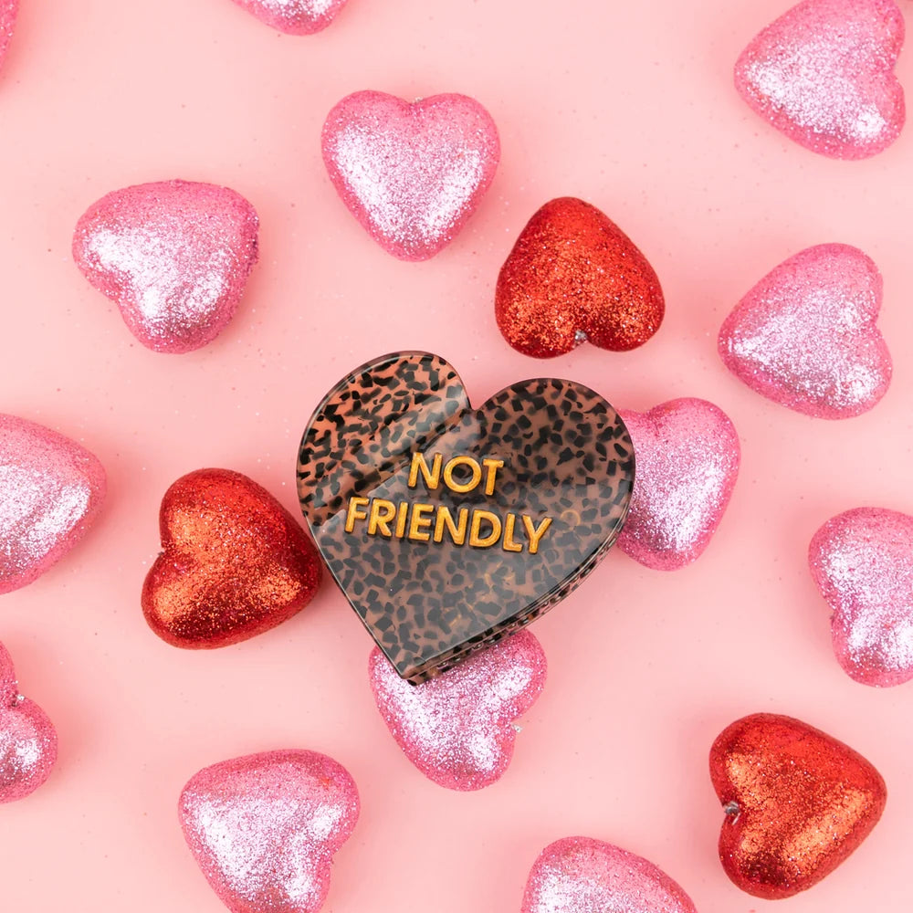 NOT FRIENDLY - Leopard Heart Hair Claw Clip