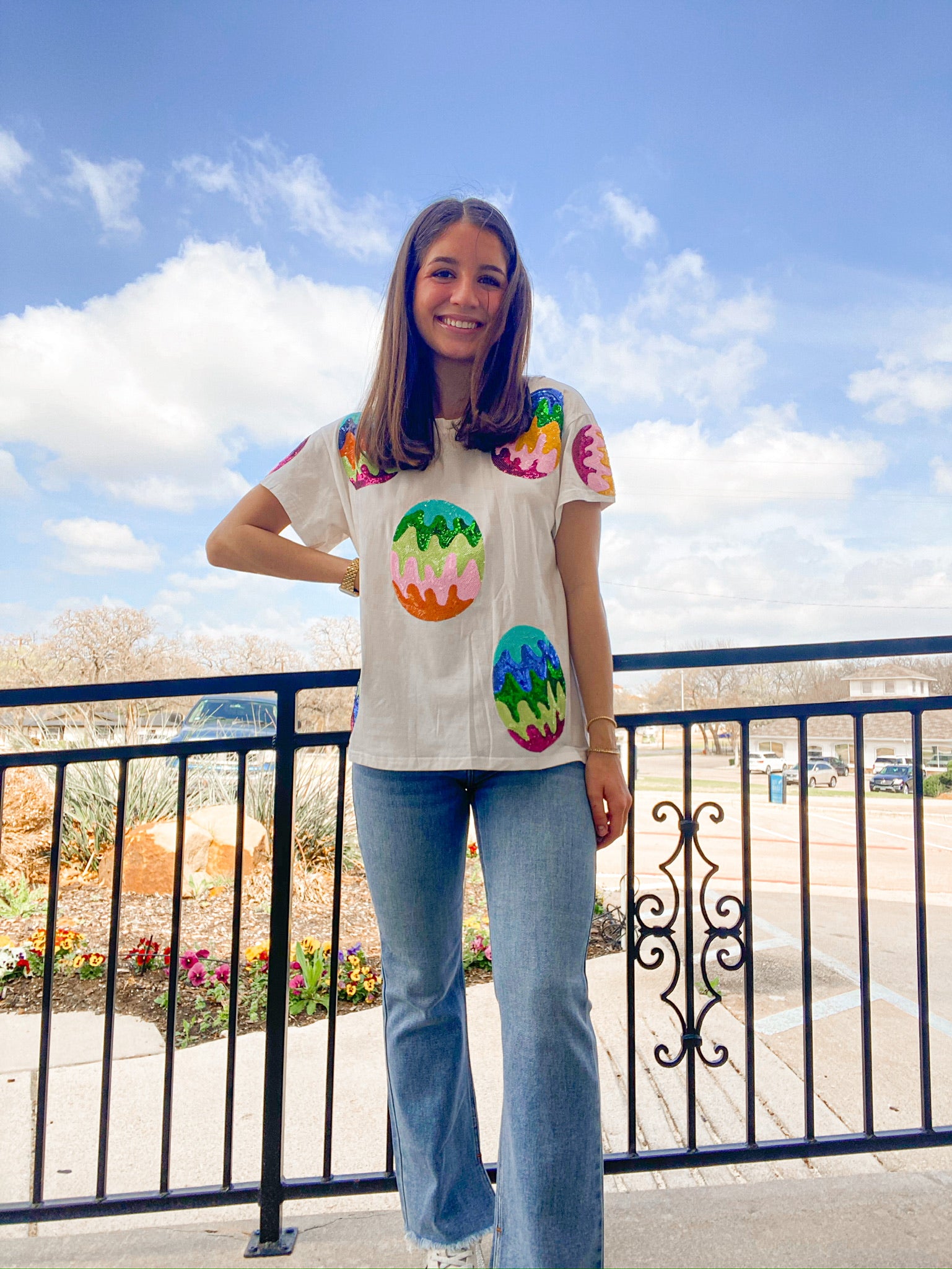 Queen of Sparkles Groovy Easter Egg Tee