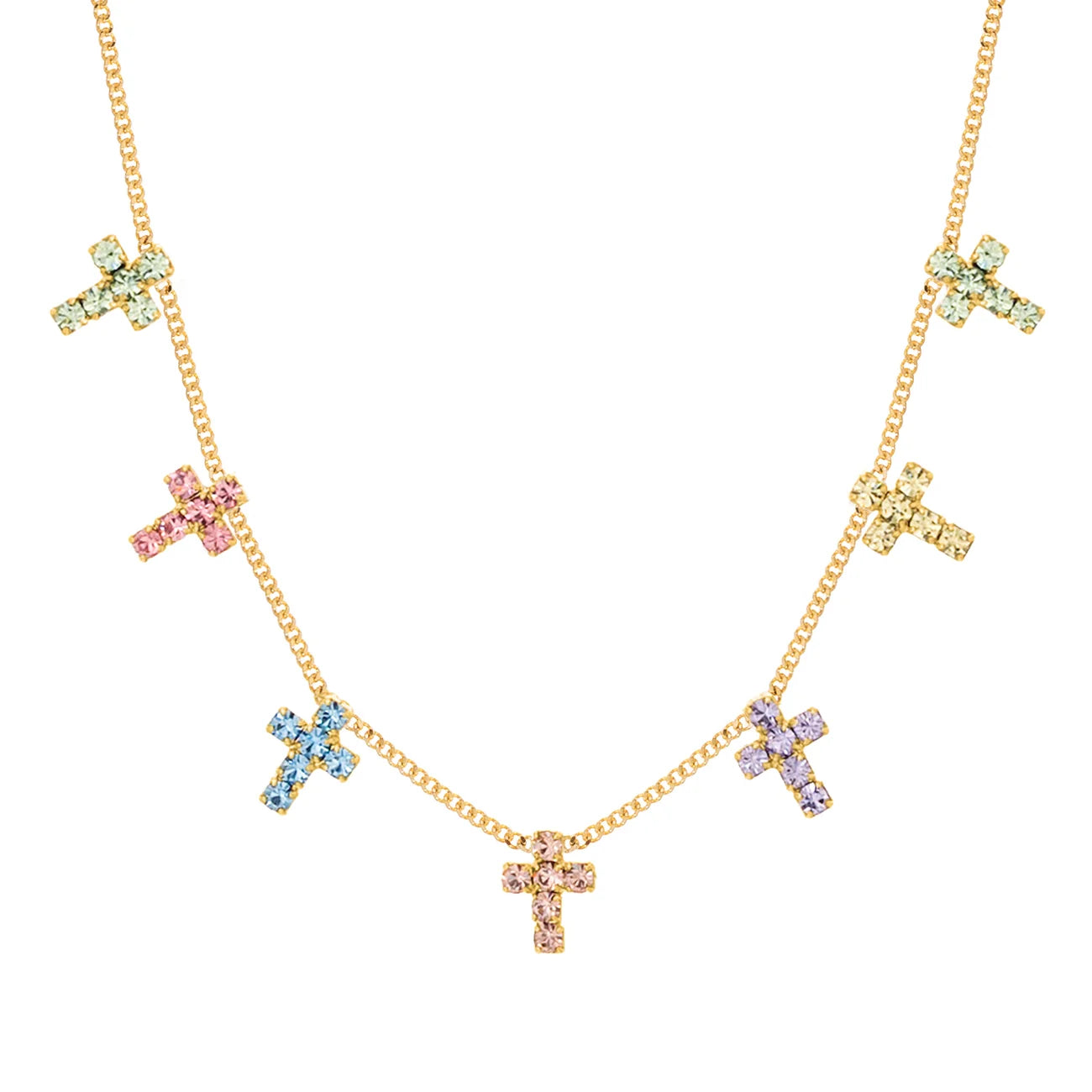 TOVA Multi Cross Necklace in Fairy Dust