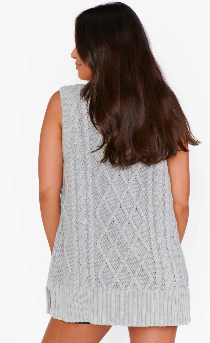 Show Me Your Mumu Reid Sweater Vest Grey Cable