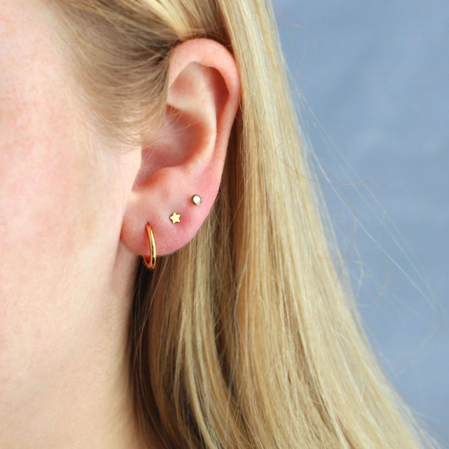 Kris Nations Hinged Hoop Earring Huggies Gold
