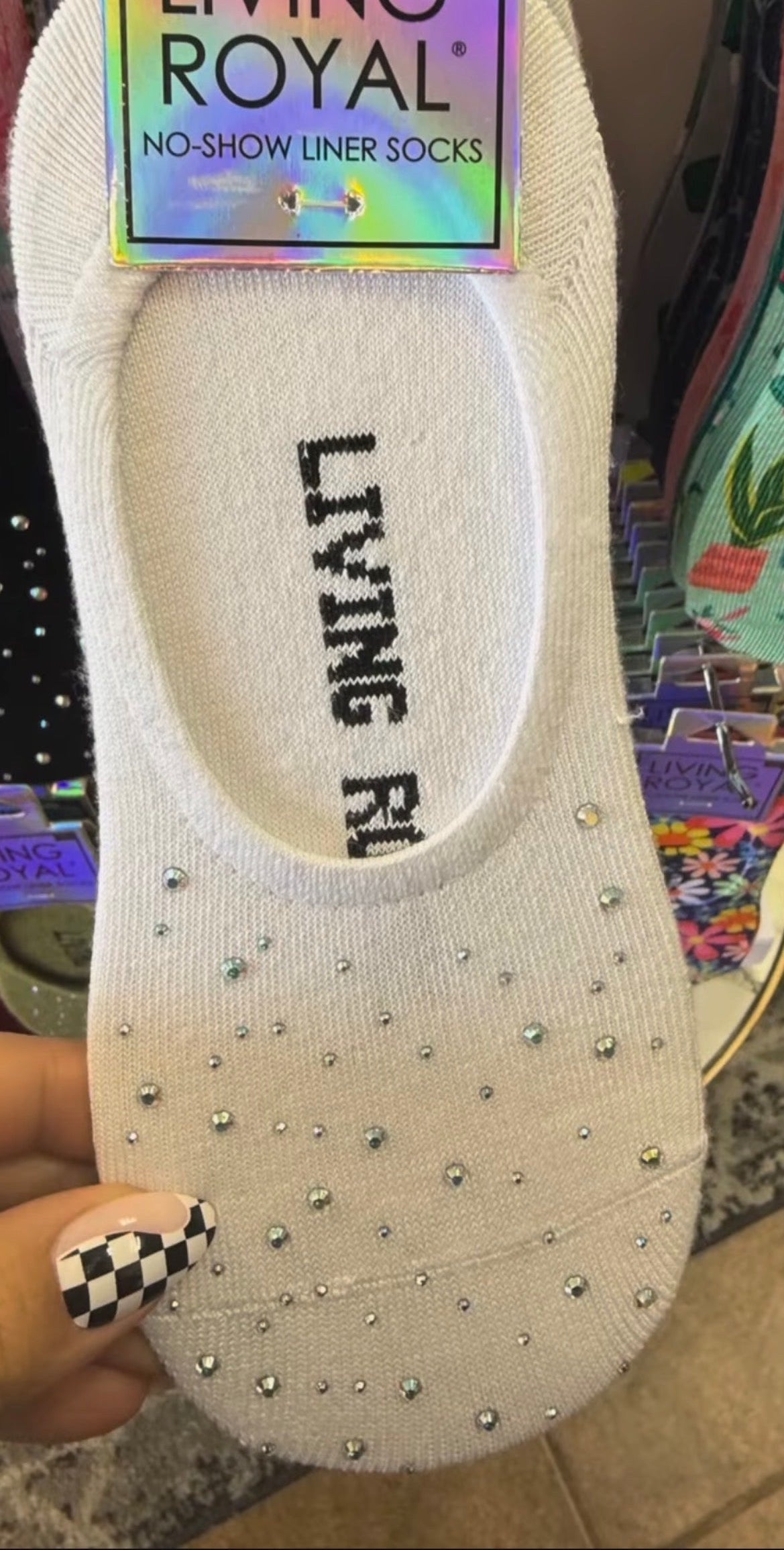 Living Royal Crystal White Liner  Footie Sock