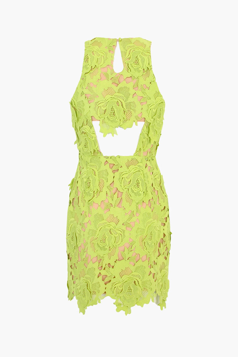 Adelyn Rae Cassie 3D Crochet Mini Dress Lime Green