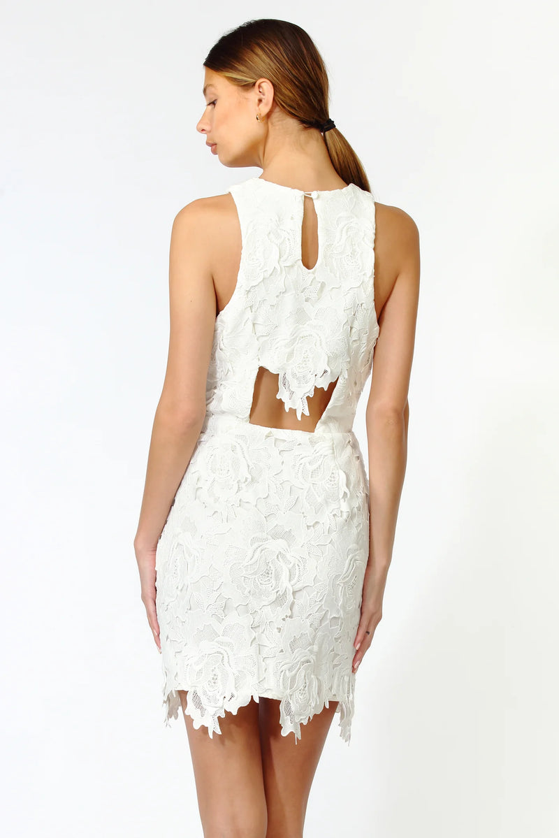 Adelyn Rae Cassie 3D Crochet Mini Dress White