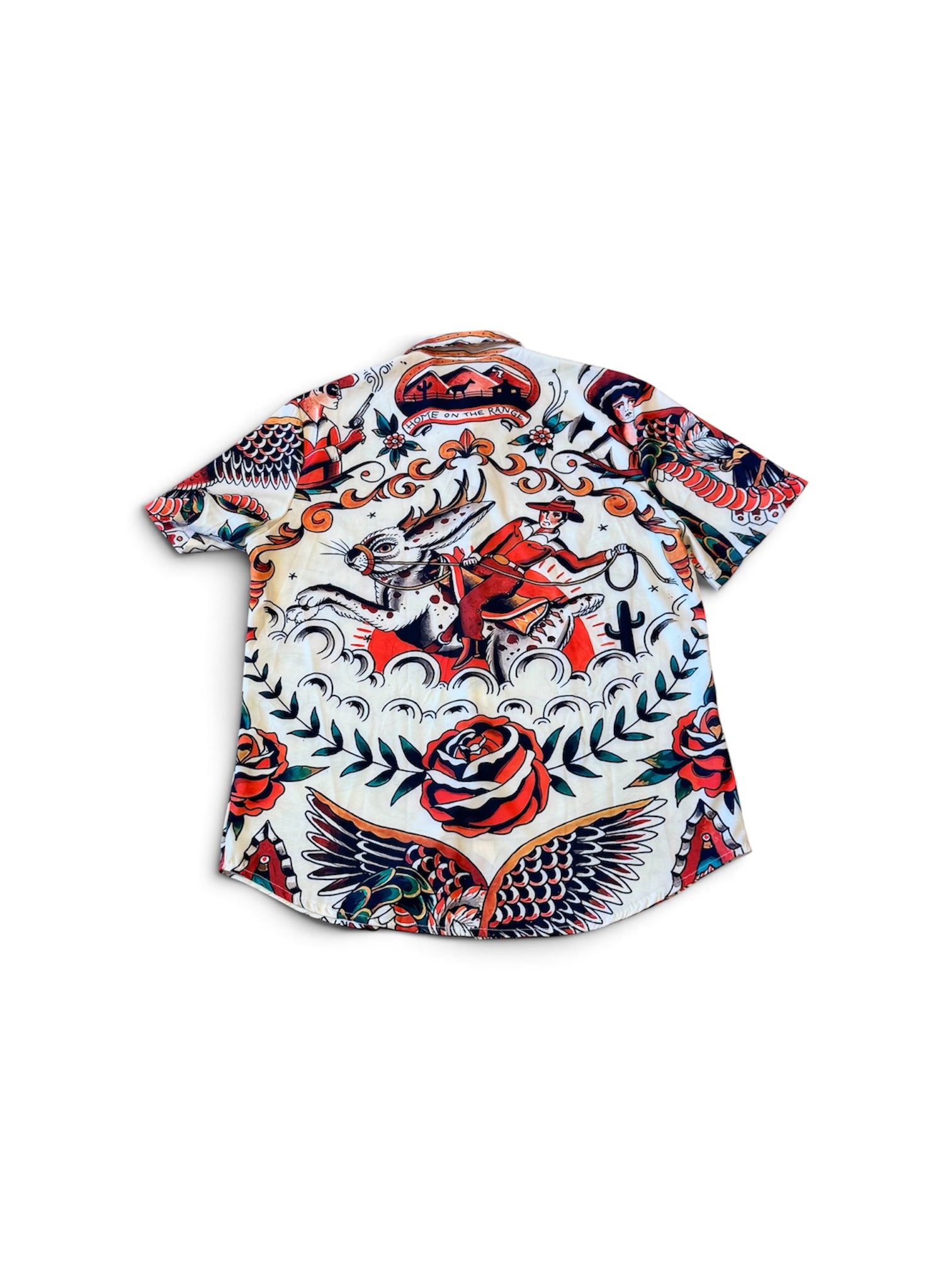 Jackalope Traditional Tattoo Button Down Shirt