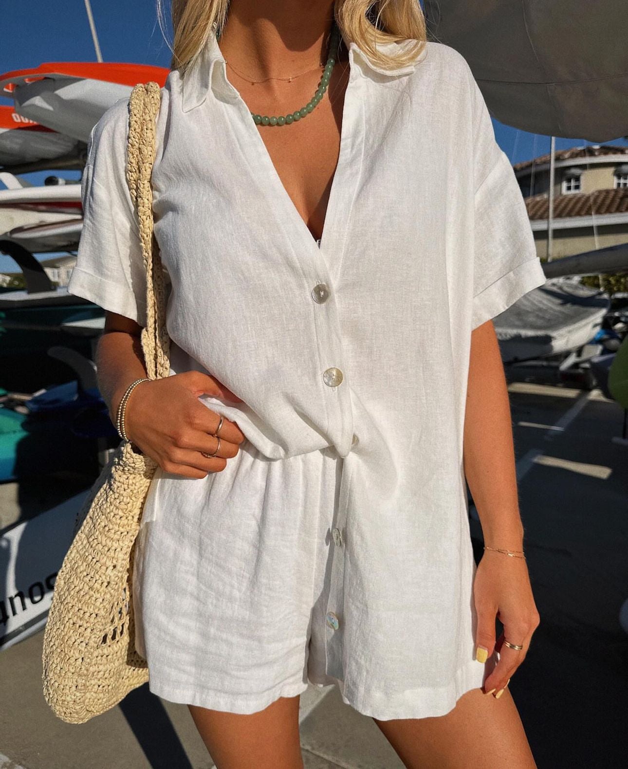 Show Me Your Mumu Hendrix Shorts White Linen