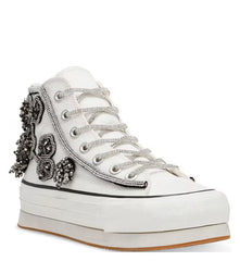 Steve Madden Mistic Rhinestone Flower High Top Platform Sneakers White/Multi