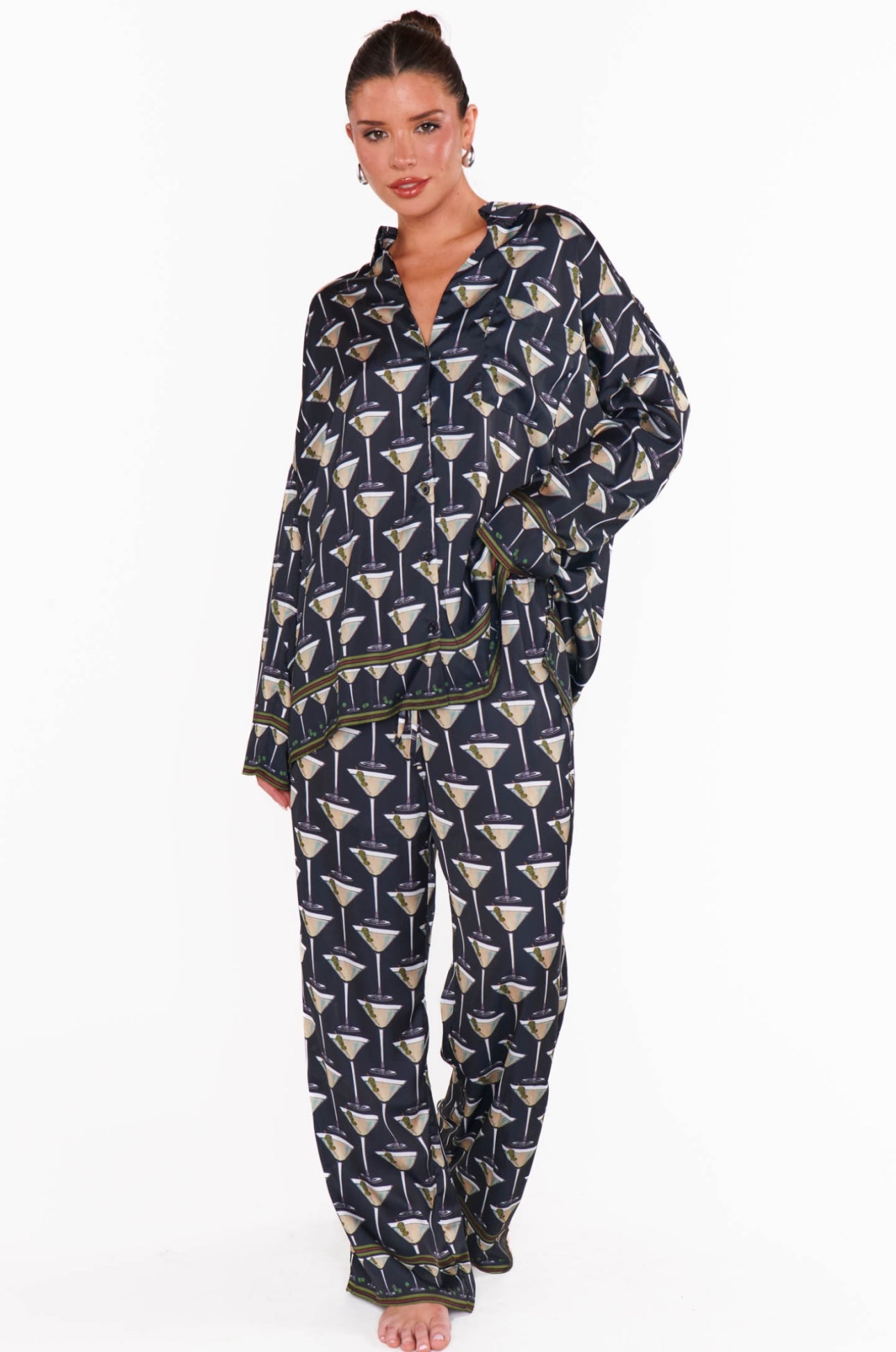 Show Me Your Mumu Overslept PJ Set Dirty Martini Silky