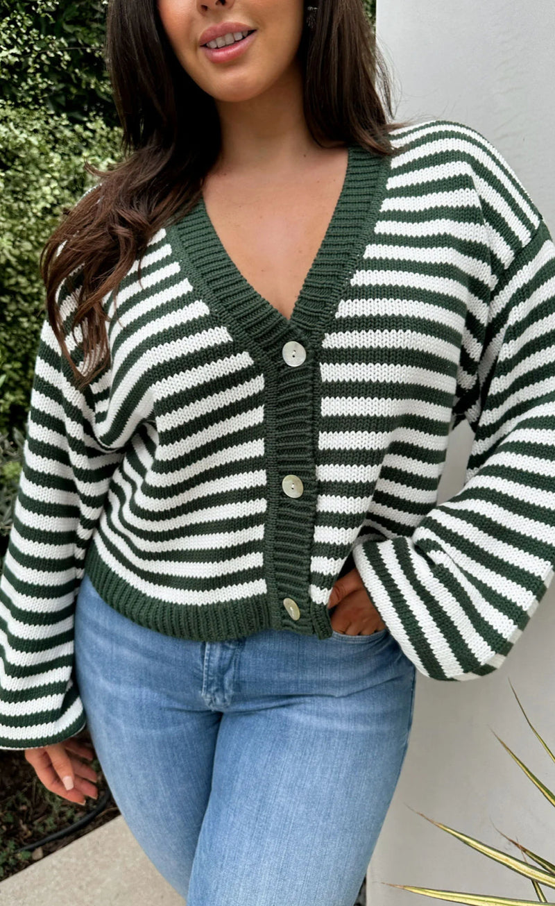 Show Me Your Mumu Good Karma Cardi Forest Green Knit