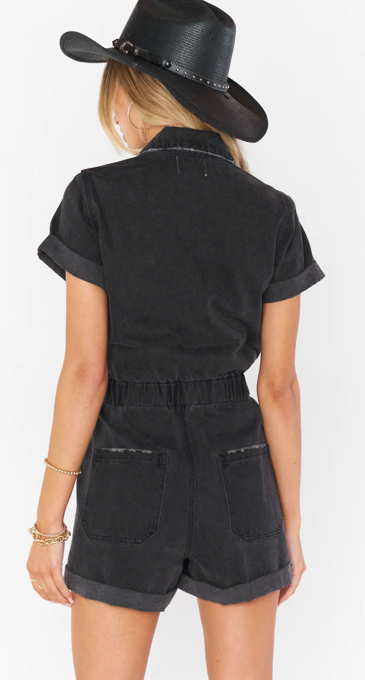 Show Me Your Mumu Cannon Romper Washed Black