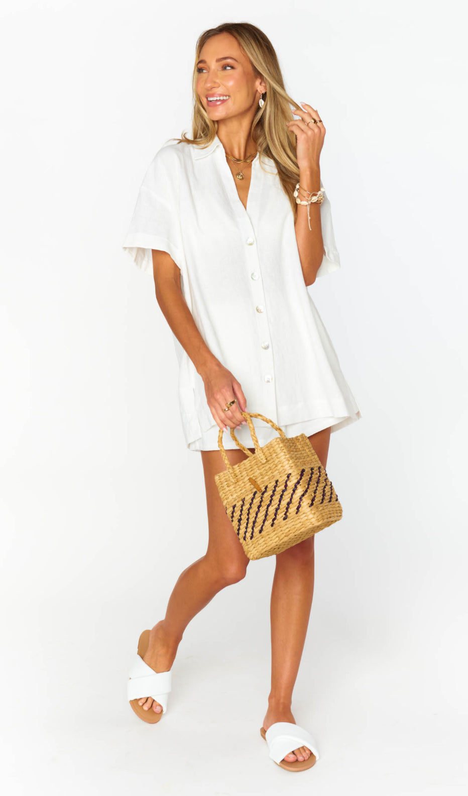 Show Me Your Mumu Hendrix Shorts White Linen