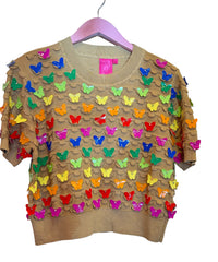 Queen of Sparkles Butterfly Knit S/S Top