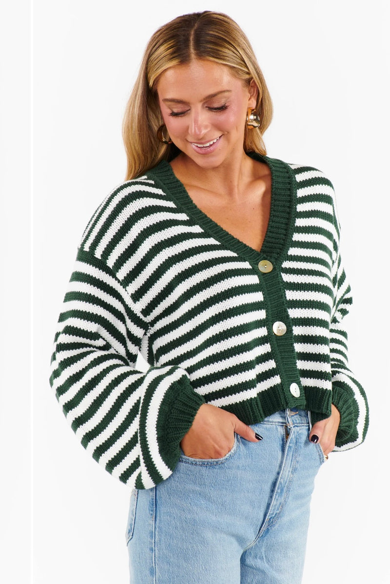 Show Me Your Mumu Good Karma Cardi Forest Green Knit