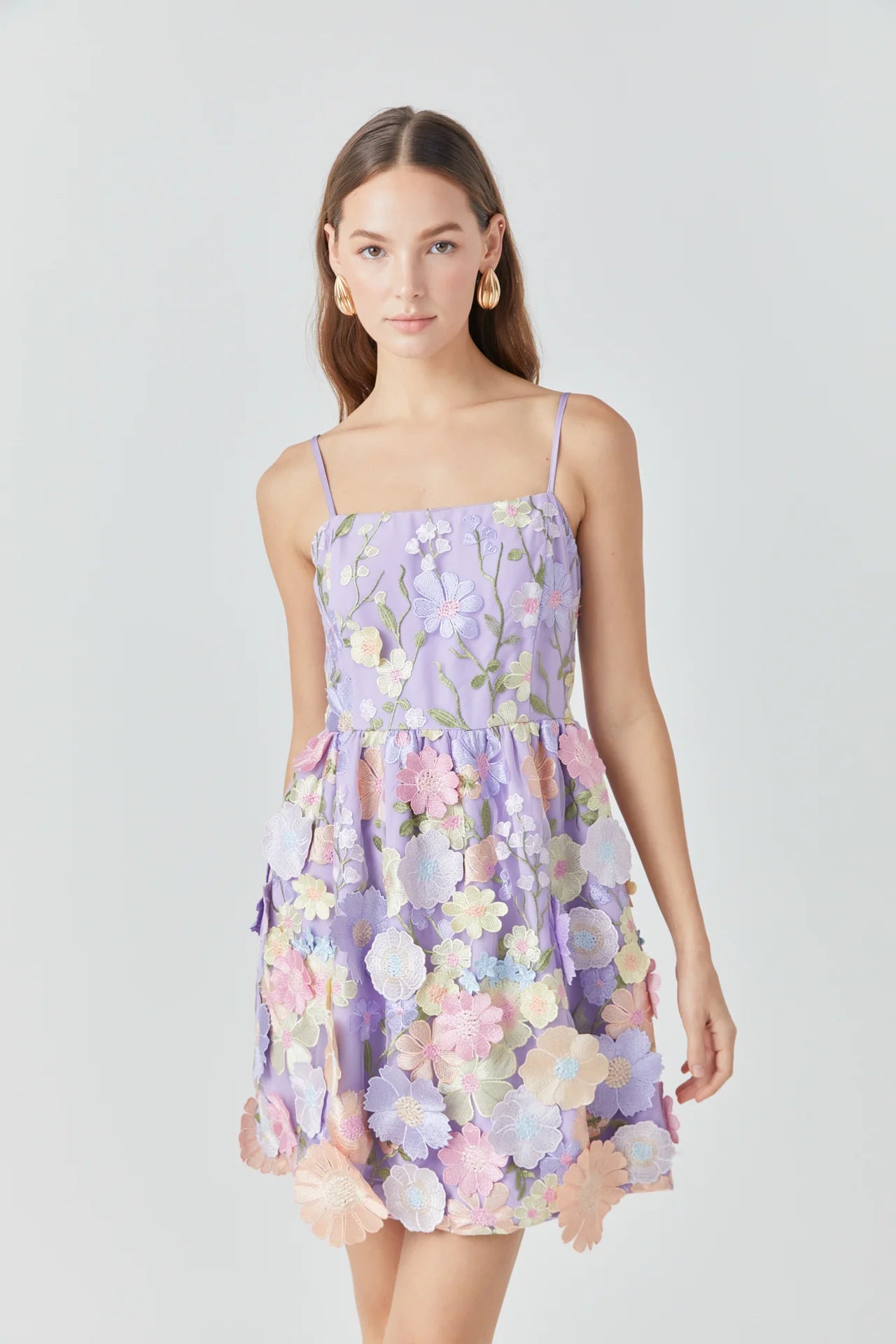 Endless Rose Floral Embroidered Mini Dress Lilac