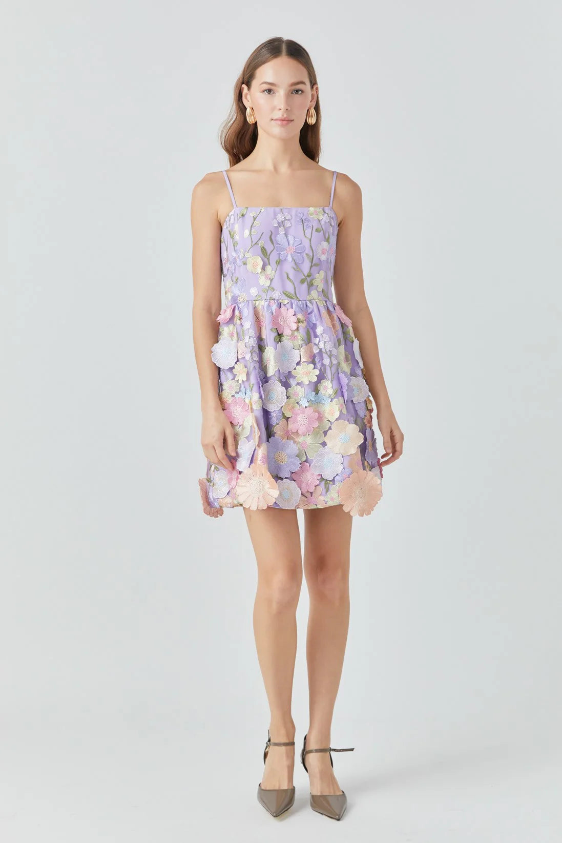 Endless Rose Floral Embroidered Mini Dress Lilac