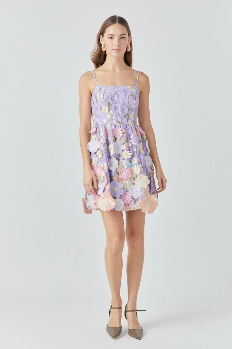 Endless Rose Floral Embroidered Mini Dress Lilac