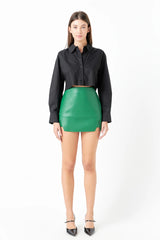 Endless Rose Leather Front Slit Skort