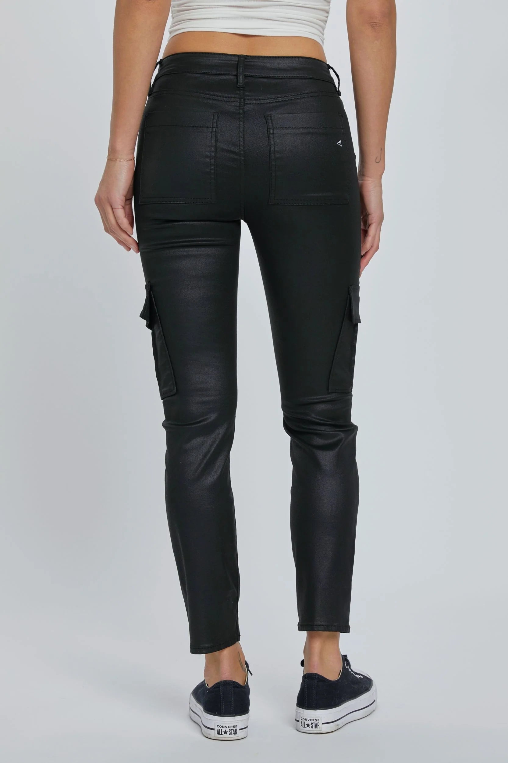 Hidden Denim Quinn Black Coated Cargo Cigarette Skinny