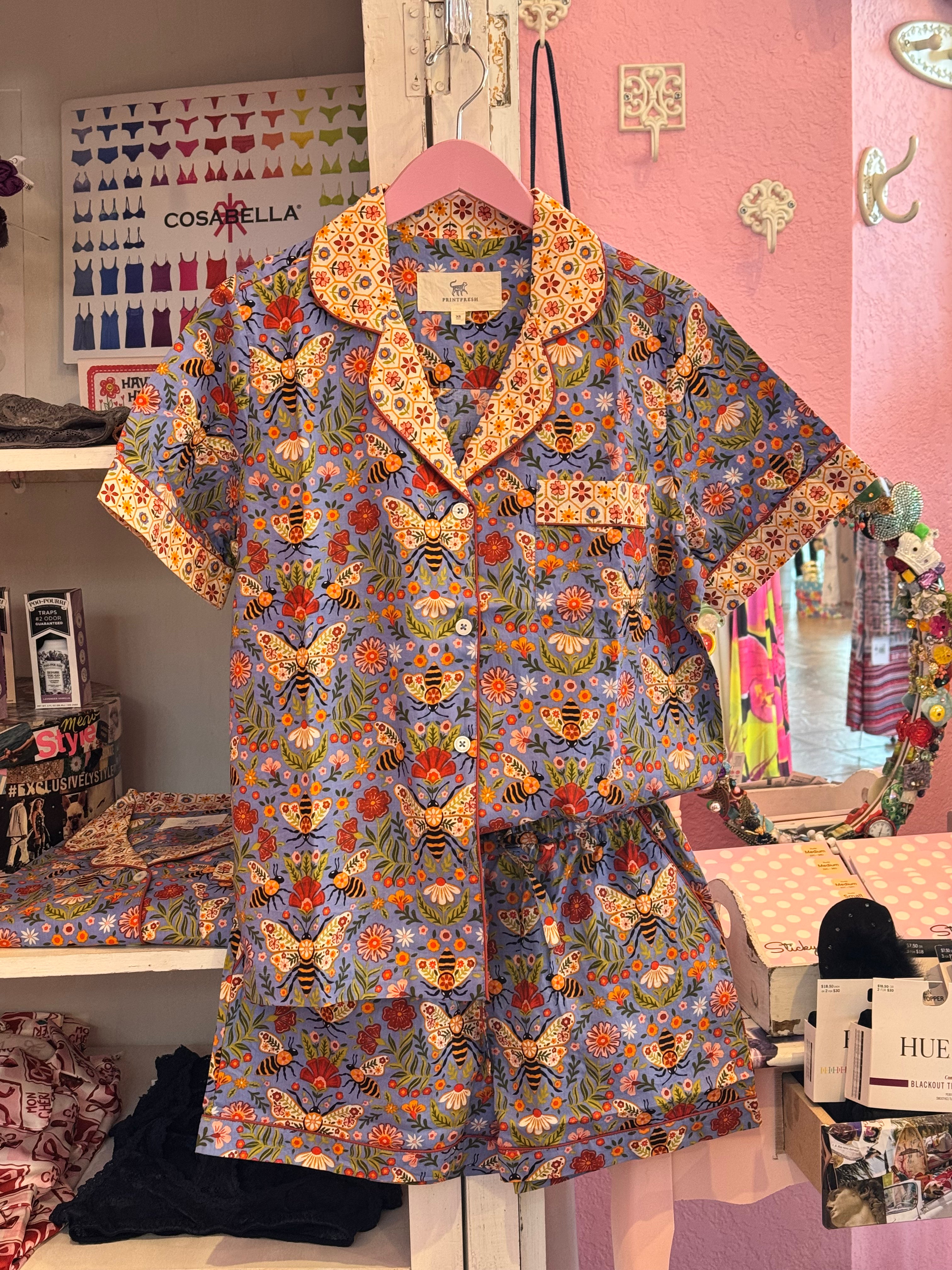 Printfresh Short PJ Set in Bee Tapestry