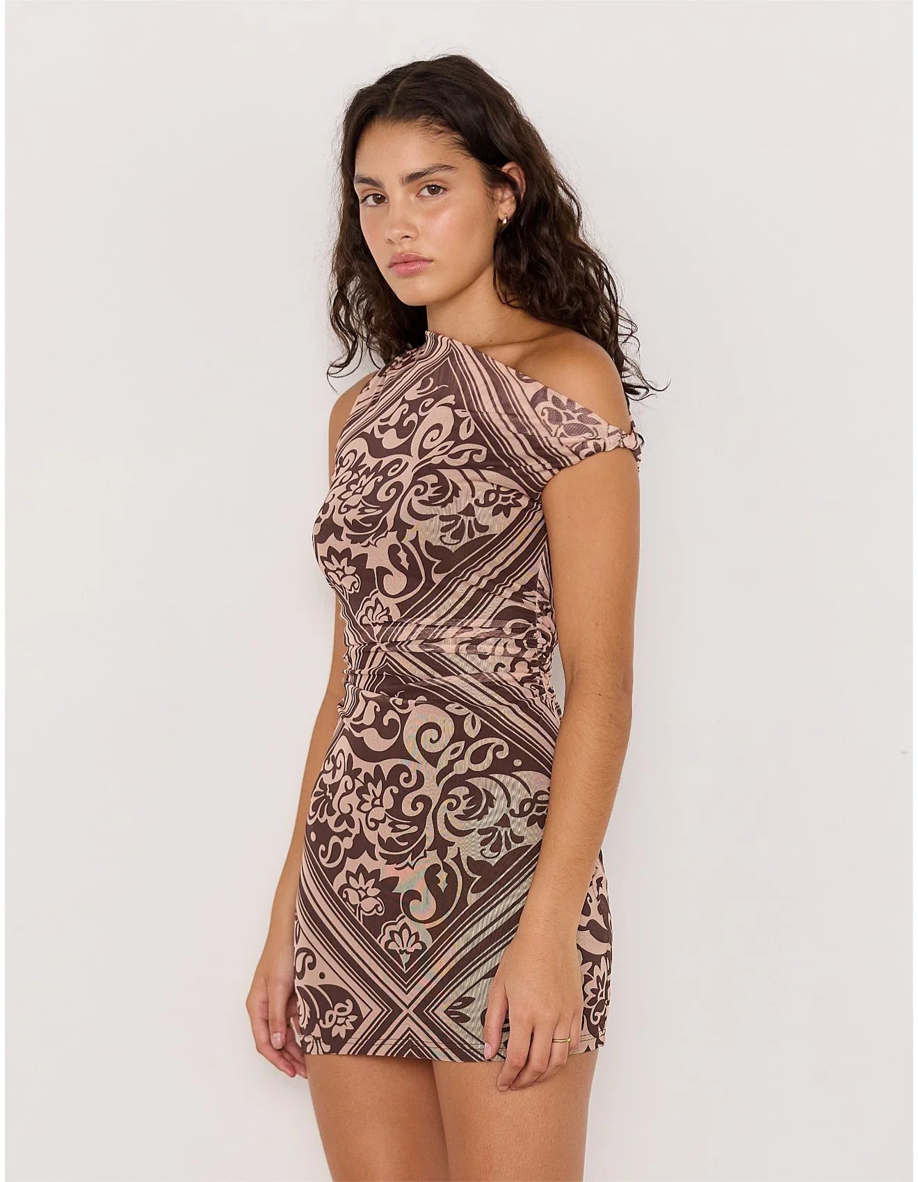 MINKPINK Lumi Mesh Mini Dress Chocolate