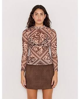 MINKPINK Lumi Mesh Top Chocolate