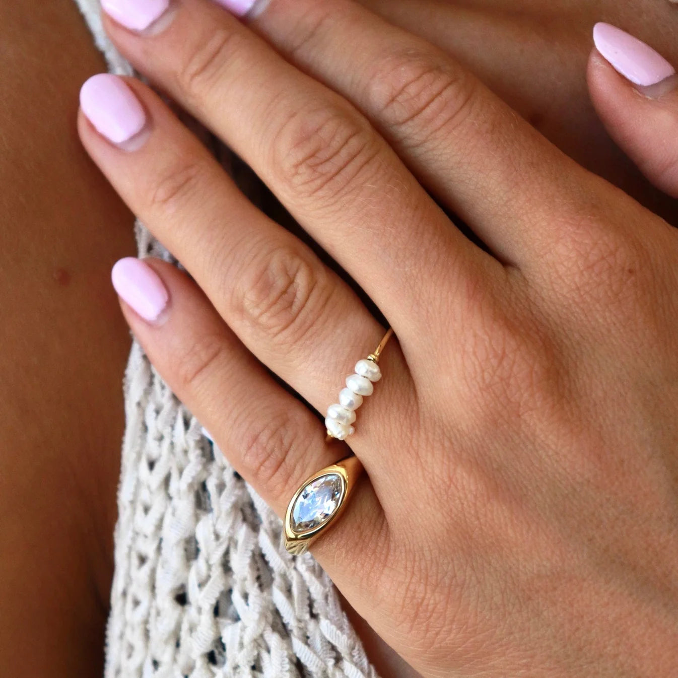 Nikki Smith Easton Marquise Crystal Pinky Ring