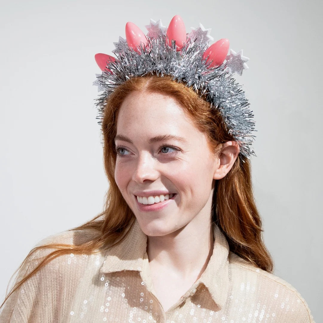 Pink Christmas Bulb & Tinsel Headband