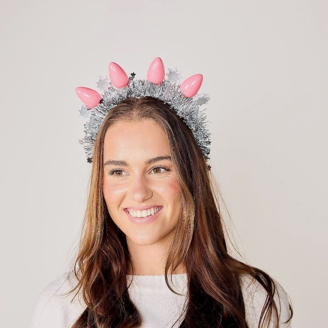 Pink Christmas Bulb & Tinsel Headband