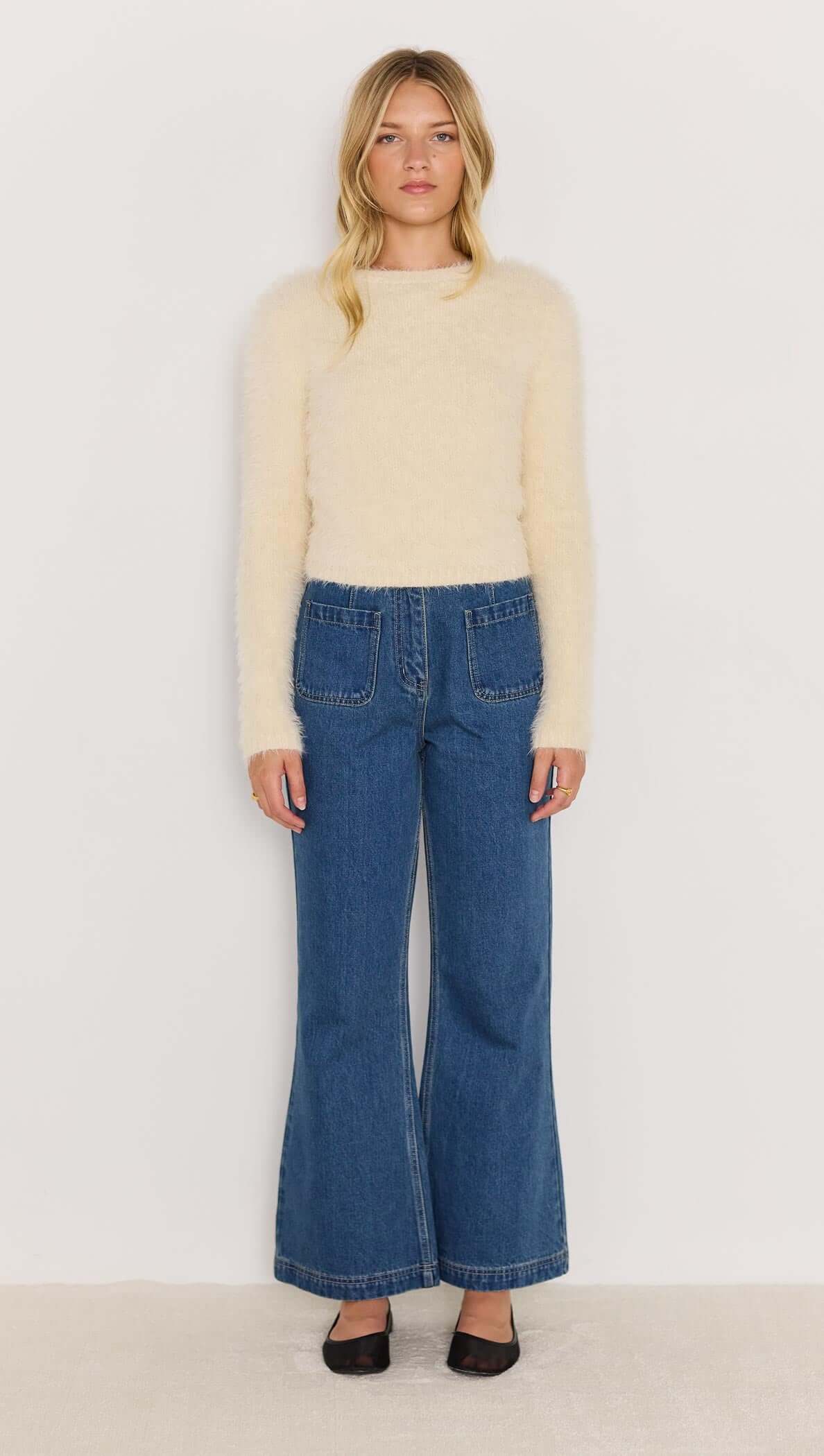 MINKPINK Irena Fluffy Sweater Cream
