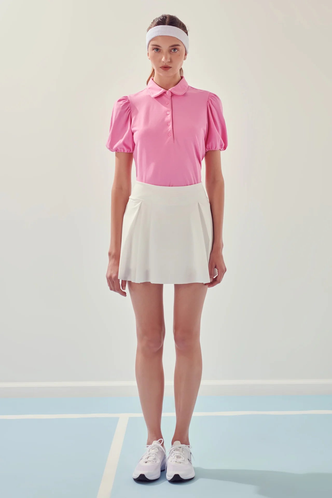 English Factory Puff Sleeve Jersey Top Pink