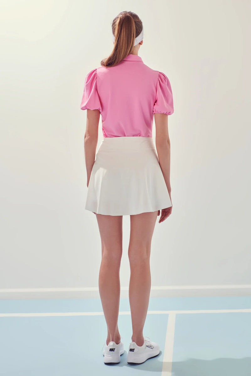 English Factory Puff Sleeve Jersey Top Pink