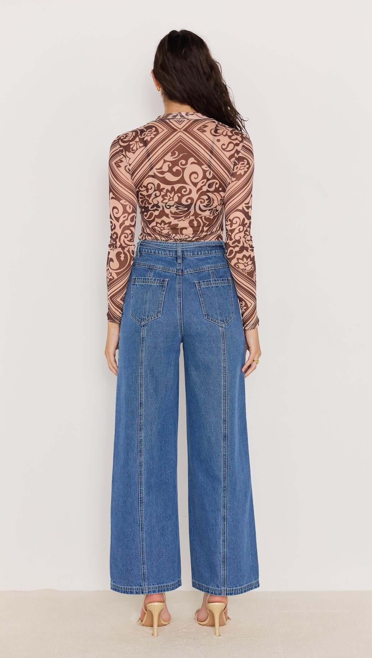 MINKPINK Lumi Mesh Top Chocolate