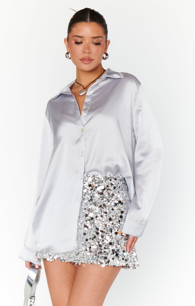 Show Me Your Mumu Smith Button Down Luxe Satin